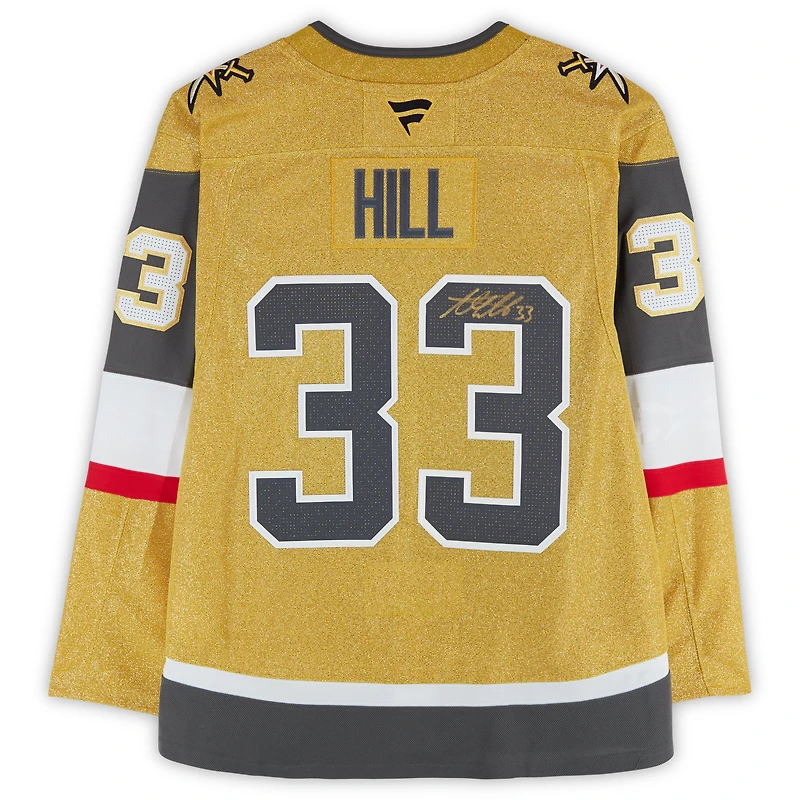 Maillot premium autographié Adin Hill des Vegas Golden Knights, fanatiques d'or