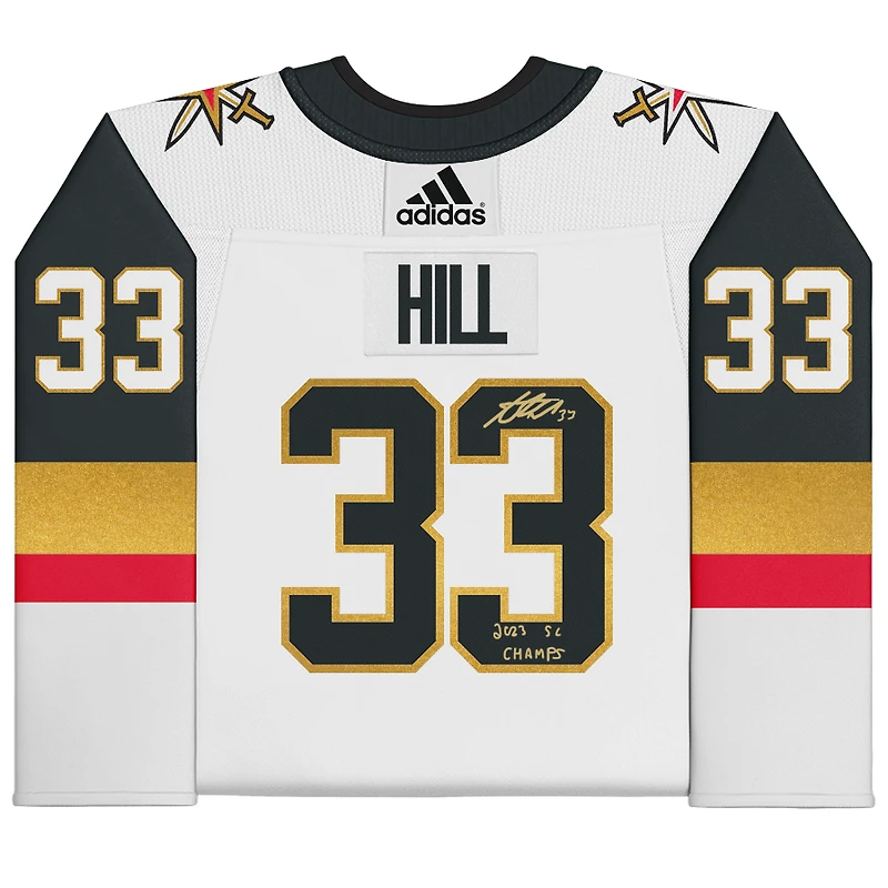 Adin Hill Vegas Golden Knights Autographed White adidas Authentic Jersey and 2023 Stanley Cup Final Patch with "2023 SC Champs" Inscription