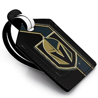 Étiquette de bagage en cuir personnalisée Black Vegas Golden Knights