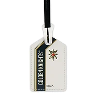 Étiquette de bagage en cuir personnalisée Black Vegas Golden Knights