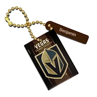Étiquette de sac rectangle en cuir marron Vegas Golden Knights personnalisée