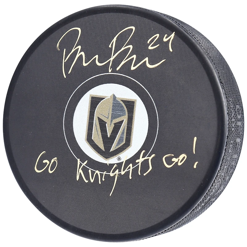 Rondelle de hockey autographiée par Brendan Brisson des Golden Knights de Vegas avec l'inscription « Go Knights Go! »