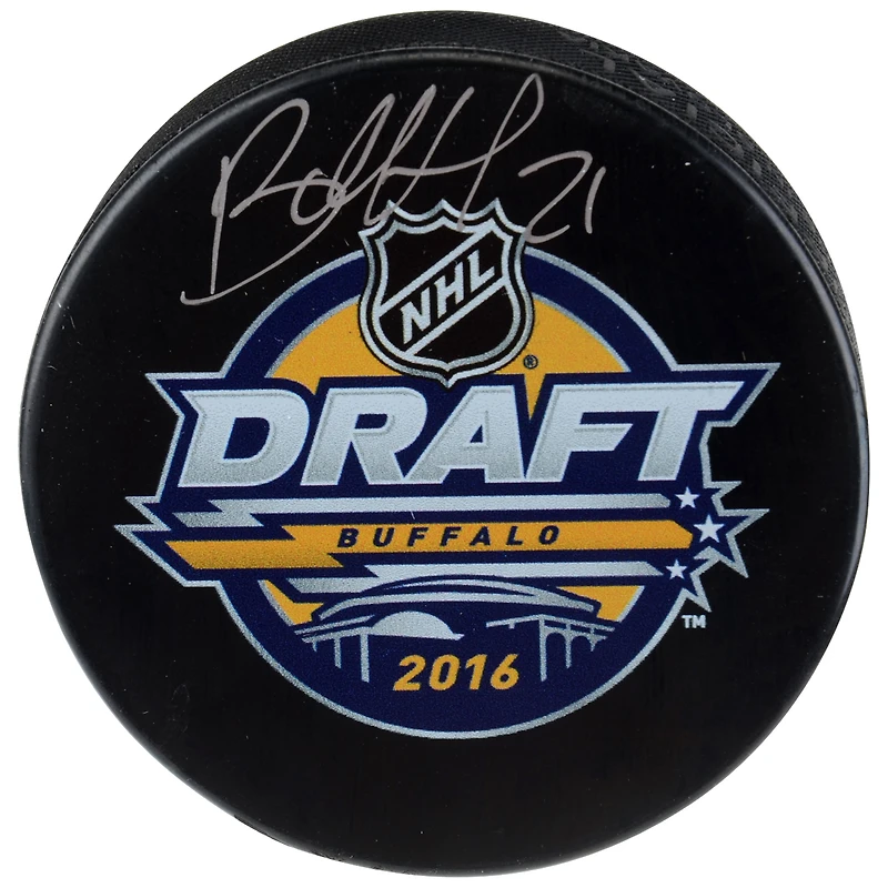 Rondelle de hockey autographiée par Brett Howden des Golden Knights de Vegas avec le logo du repêchage 2016 de la LNH