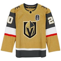 Maillot Adidas authentique doré autographié par Chandler Stephenson des Vegas Golden Knights, champions de la Coupe Stanley 2023, avec écusson de la Coupe Stanley