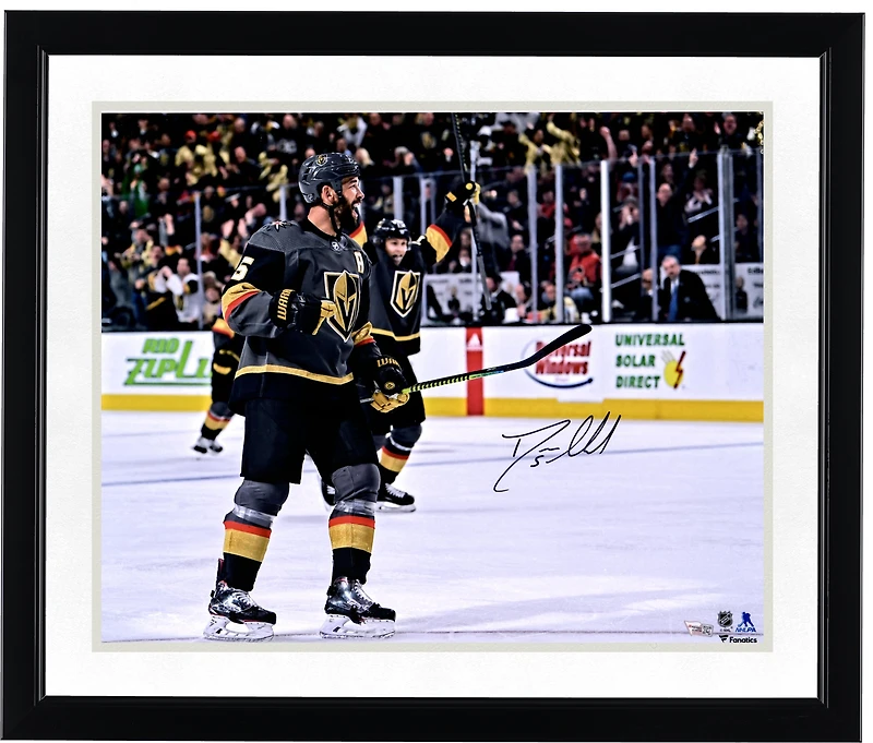 Deryk Engelland Vegas Golden Knights Autographed 16" x 20" Black Jersey Goal Celebration Photograph
