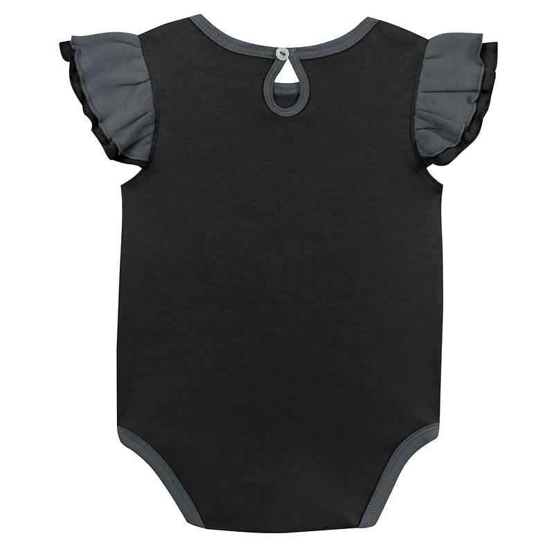 Ensemble de deux bodys d'entraînement pour filles, noir/gris, Vegas Golden Knights