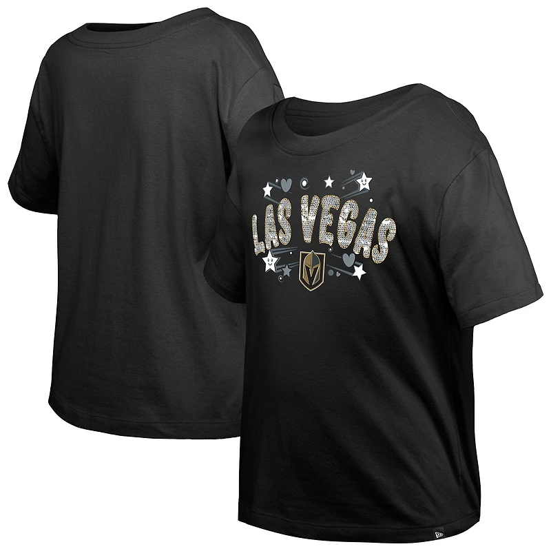 T-shirt à paillettes pour fille New Era Vegas Golden Knights noir
