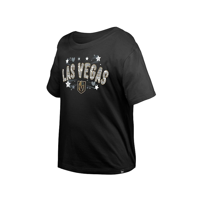 Girl's Youth New Era Black Vegas Golden Knights Flip Sequin T-Shirt