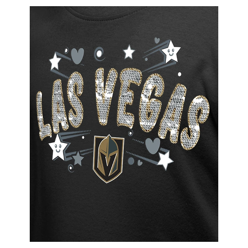 T-shirt à paillettes pour fille New Era Vegas Golden Knights noir