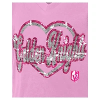 T-shirt à col en V sequins roses Vegas Golden Knights de New Era pour fille