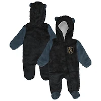 Infant & Newborn Outerstuff Black Vegas Golden Knights Stay Napping Fleece Bunting Full-Zip Hooded Sleeper