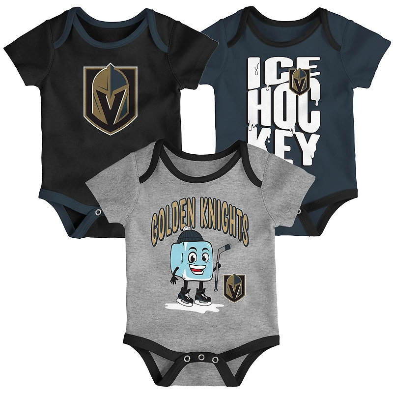 Infant & Newborn Outerstuff Vegas Golden Knights Triple Header Three-Piece Bodysuit Set