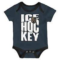 Infant & Newborn Outerstuff Vegas Golden Knights Triple Header Three-Piece Bodysuit Set