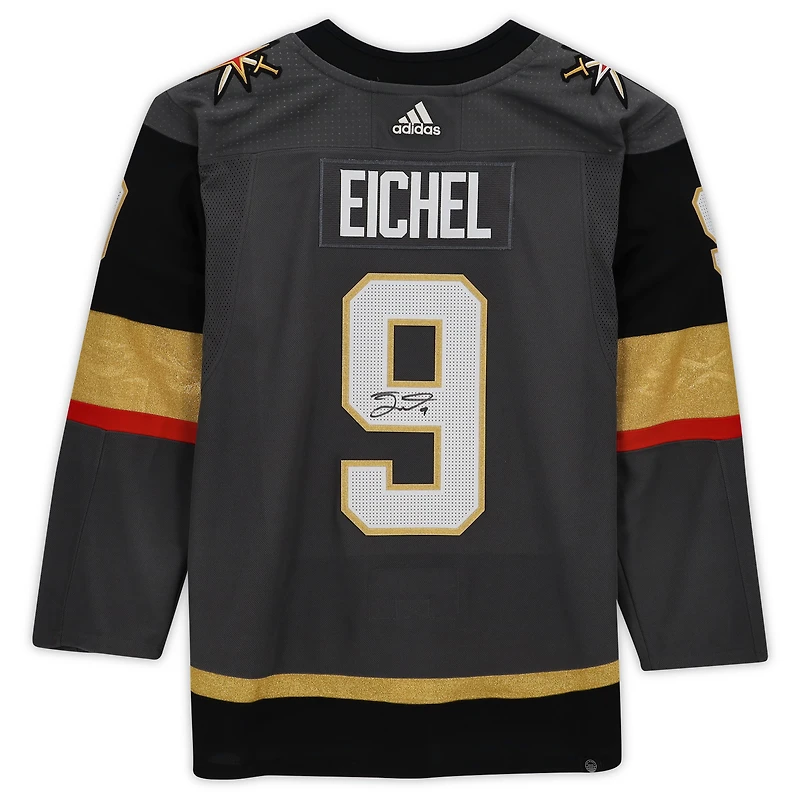 Maillot authentique adidas autographié par Jack Eichel Gray Vegas Golden Knights