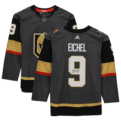 Maillot authentique adidas autographié par Jack Eichel Gray Vegas Golden Knights