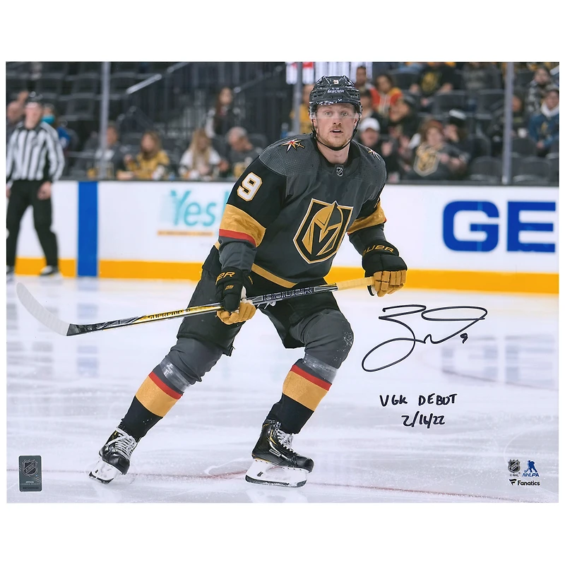 Jack Eichel Vegas Golden Knights - Photographie de début autographiée 16" x 20" avec l'inscription "VGK DEBUT 2/16/22"