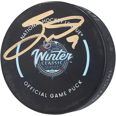 Rondelle de jeu officielle autographiée par Jack Eichel Vegas Golden Knights pour la Classique d'hiver 2024
