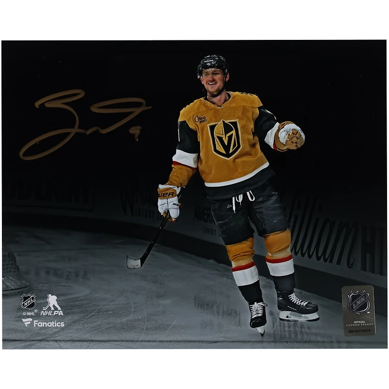 Jack Eichel Vegas Golden Knights Autographed 8" x 10" Gold Jersey Celebration Spotlight Photograph