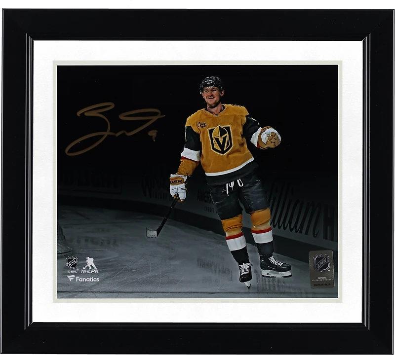 Jack Eichel Vegas Golden Knights Autographed 8" x 10" Gold Jersey Celebration Spotlight Photograph