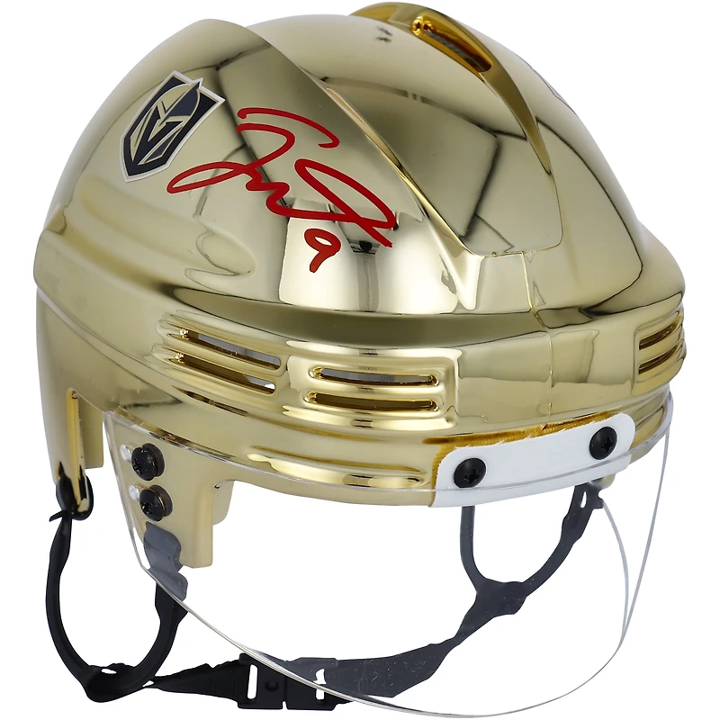 Casque mini chromé doré autographié par Jack Eichel Vegas Golden Knights