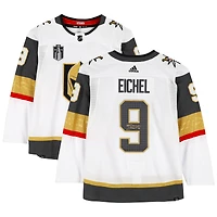 Maillot authentique Adidas blanc autographié par Jack Eichel Vegas Golden Knights avec écusson de la finale de la Coupe Stanley 2023