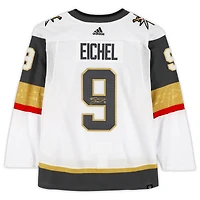 Maillot authentique Adidas blanc autographié par Jack Eichel Vegas Golden Knights avec écusson de la finale de la Coupe Stanley 2023