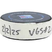 Rondelle de but utilisée par Jack Eichel des Golden Knights de Vegas contre les Rangers de New York le 2 février 2025 - Deuxième de deux buts marqués