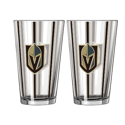 Ensemble de deux verres à bière rayés de 473 ml (16 oz) Logo Brands Vegas Golden Knights