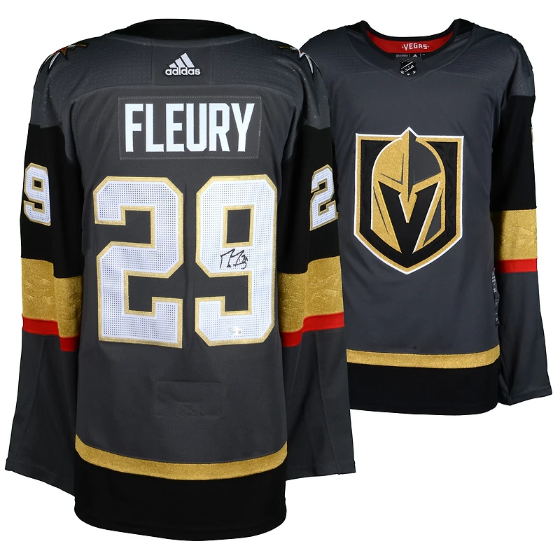 Marc-André Fleury Vegas Golden Knights Maillot Adidas Authentique Noir Dédicacé