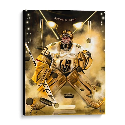 Impression giclée sur toile étirée de 16" x 20" de Marc-André Fleury Vegas Golden Knights - Art par Jordan Spector