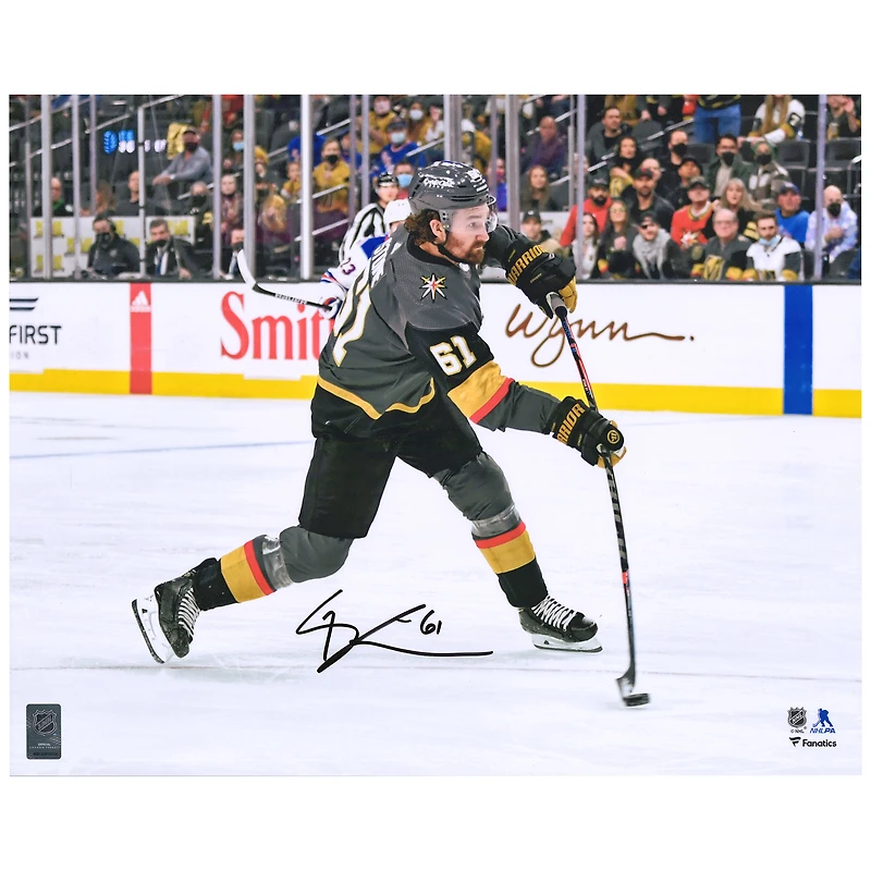 Photographie autographiée de 16" x 20" de Mark Stone Vegas Golden Knights en maillot noir