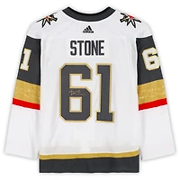 Maillot authentique adidas blanc autographié par Mark Stone Vegas Golden Knights avec écusson de la finale de la Coupe Stanley 2023