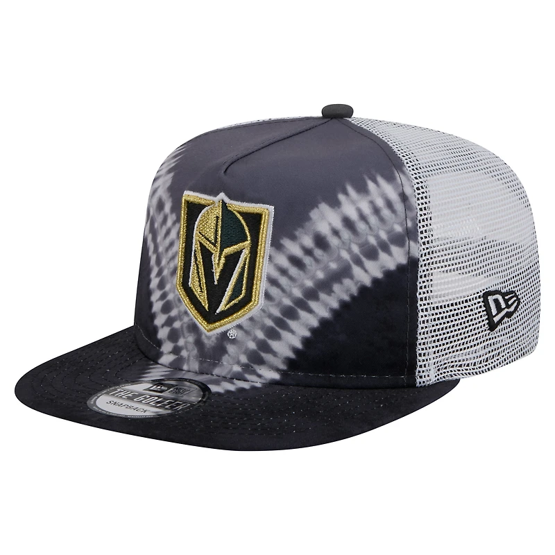 Men's New Era Black/Gray Vegas Golden Knights Throwback V-Dye Adjustable Golfer Hat