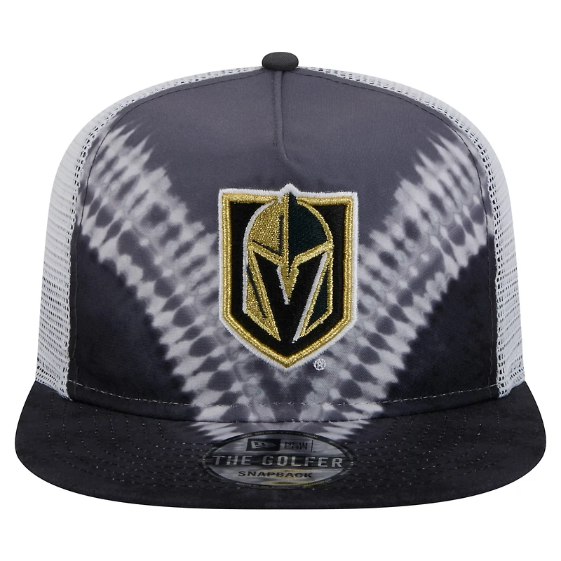 Men's New Era  Black/Gray Vegas Golden Knights Throwback V-Dye Adjustable Golfer Hat