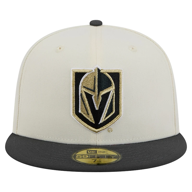 Casquette ajustée bicolore chromée 59FIFTY blanche Vegas Golden Knights de New Era pour homme