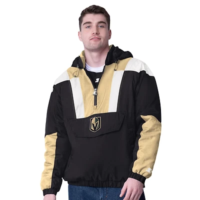 Men's Starter  Black Vegas Golden Knights Charger Half-Zip Pullover Hooded Jacket