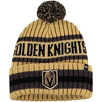 Bonnet en tricot à revers pour homme '47 Gold Vegas Golden Knights Bering avec pompon