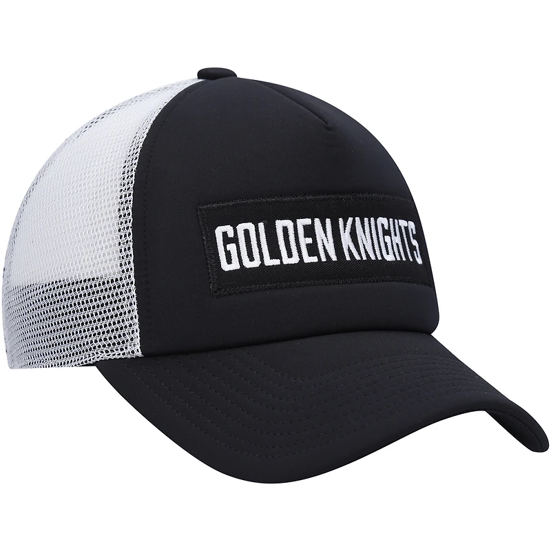 Men's adidas Black/White Vegas Golden Knights Team Plate Trucker Snapback Hat