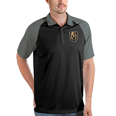 Men's Antigua Black Vegas Golden Knights Nova Polo