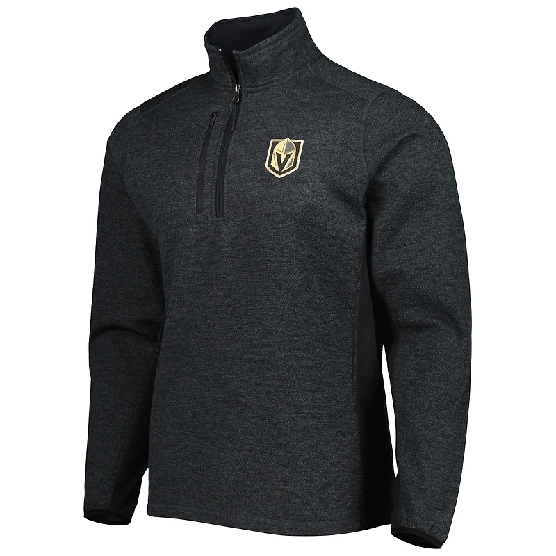 Men's Antigua Heathered Black Vegas Golden Knights Course Quarter-Zip Jacket