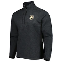 Men's Antigua Heathered Black Vegas Golden Knights Course Quarter-Zip Jacket