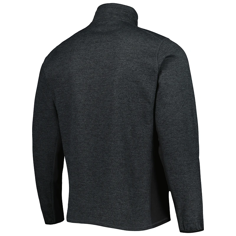 Men's Antigua Heathered Black Vegas Golden Knights Course Quarter-Zip Jacket