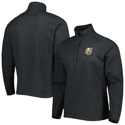 Men's Antigua Heathered Black Vegas Golden Knights Course Quarter-Zip Jacket
