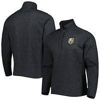 Men's Antigua Heathered Black Vegas Golden Knights Course Quarter-Zip Jacket