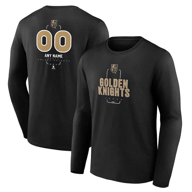 T-shirt à manches longues personnalisé pour homme, motif milieu de terrain noir des Golden Knights Vegas