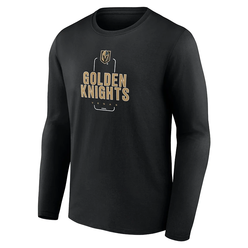 T-shirt à manches longues personnalisé pour homme, motif milieu de terrain noir des Golden Knights Vegas