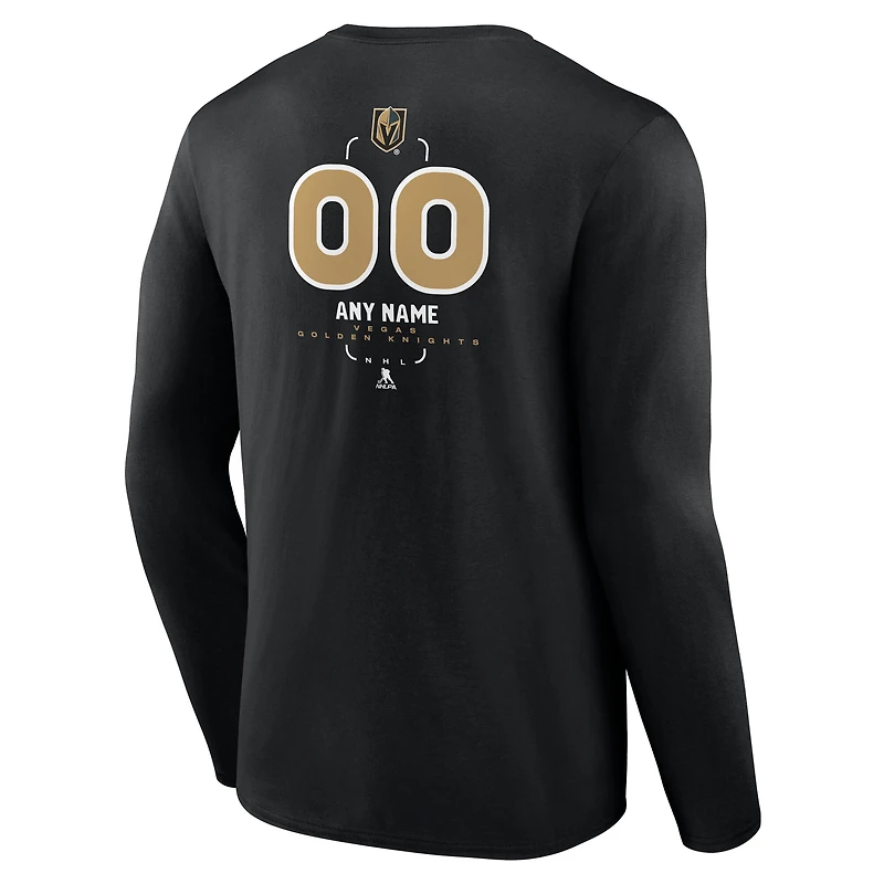 Men's Black Vegas Golden Knights Custom Midfielder Long Sleeve T-Shirt