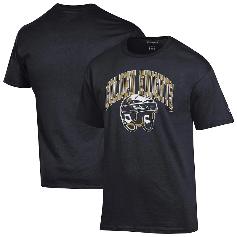 Men's Champion Black Vegas Golden Knights Helmet T-Shirt