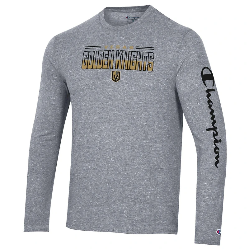 T-shirt à manches longues Champion Heather Grey Vegas Golden Knights pour homme
