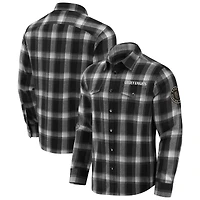 Men's Darius Rucker Collection by Fanatics Black Vegas Golden Knights Flannel Plaid Full-Snap Shirt